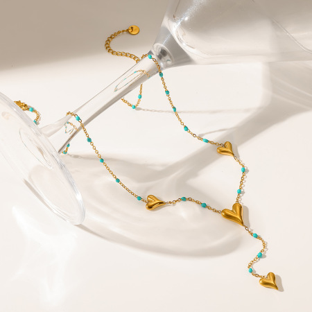 Colliers pendentifs pour femmes, collection romantique, en acier inoxydable, couleur or, motif cœur doux