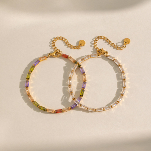 Bracelets À Maillons Pour Femmes En Acier Inoxydable Étanche, Couleur Or, Avec Zircon. h5 Image2