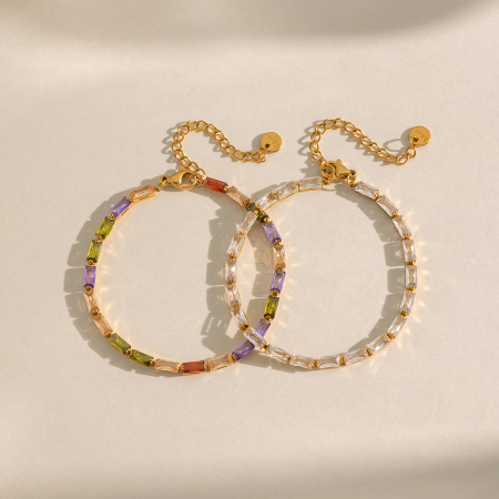Bracelets à maillons pour femmes en acier inoxydable étanche, couleur or, avec zircon. 2