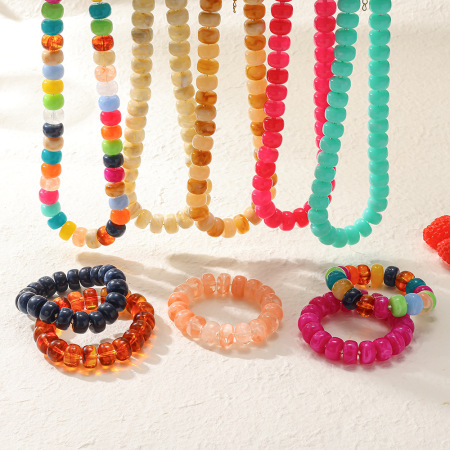 Ensembles de bijoux pour femmes en perles de vacances de la série ethnique, en acrylique doré