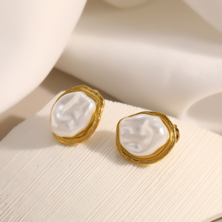 Boucles d'oreilles puces pour femmes, élégantes, de forme irrégulière, en acier inoxydable, étanches, de la collection Simple Series 2
