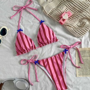 Ensemble Bikini Sexy À Rayures Pour Les Vacances À La Plage h5 Image2