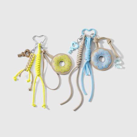 Porte-clés en cuir pour femme, motif donut, collection Daily Twist de la série Simple