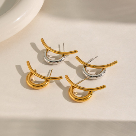 Boucles d'oreilles puces pour femmes, en acier inoxydable imperméable, couleur or, à porter au quotidien