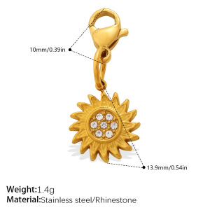 Pendentif Unisexe De Luxe Pour Un Usage Quotidien : Soleil, Étoile Et Lune, En Acier Inoxydable Étanche, Couleur Or Et Strass. h5 Image2