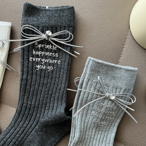 Chaussettes Mi-Mollet Élégantes À Lettres Unies h5 Image2