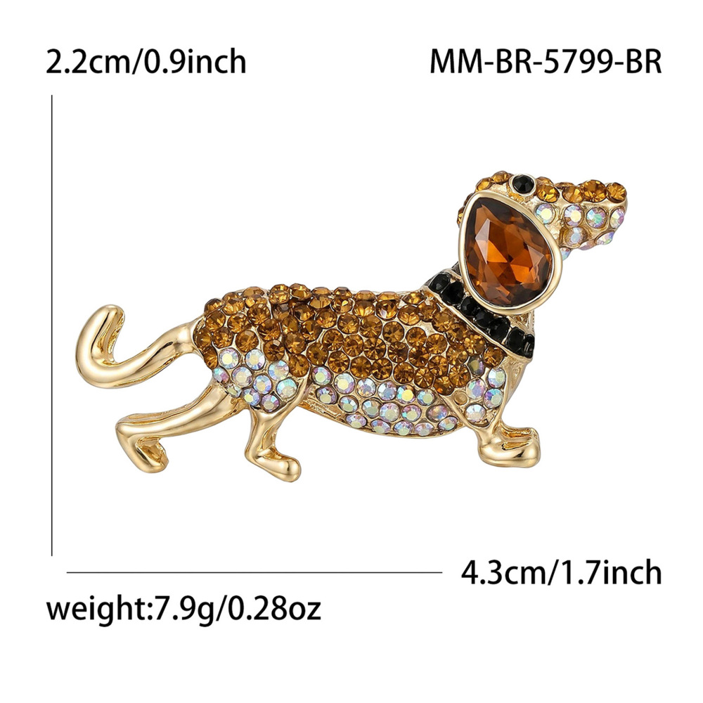 Broches De Luxe En Alliage De Couleurs Mélangées Avec Strass, Représentant Un Adorable Teckel Mignon 