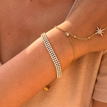 Bracelet chaîne femme en acier inoxydable imperméable couleur or avec zircon, forme irrégulière luxueuse, idéal au quotidien 2
