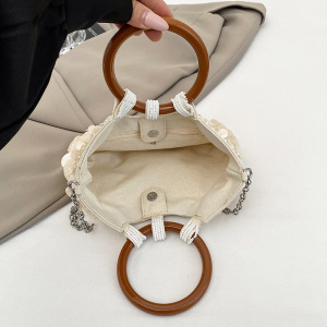 Sac Demi-Lune Pour Femme, Style Soirée, Tissé À Sequins, Uni, Perles, Coquillages. h5 Image6