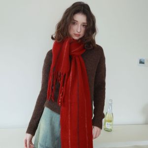 Écharpes D'Hiver En Laine Et Polyester, Coloris Uni, À Franges, Collection Simple Series Daily h5 