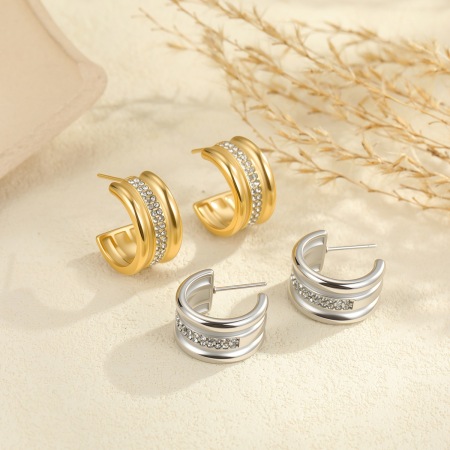 Boucles d'oreilles puces pour femmes, en acier inoxydable imperméable, forme irrégulière, collection Simple Series Daily 2