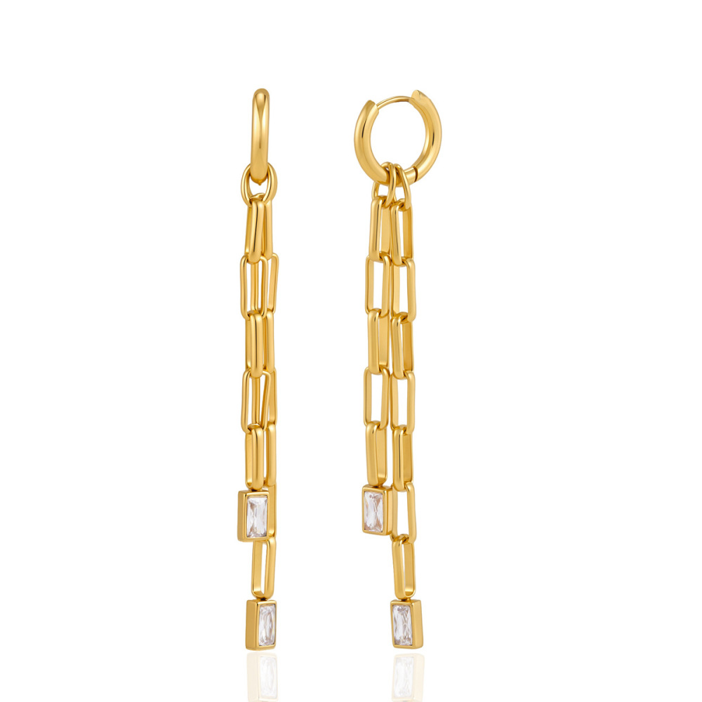 Boucles D'Oreilles Pendantes Pour Femme, Élégantes, À Pompon, En Acier Inoxydable, Couleur Or, De La Collection Simple Series. Image5