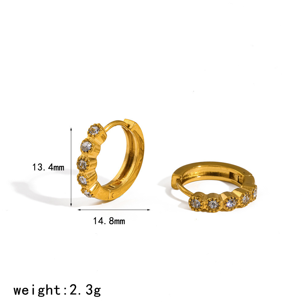 Boucles D'Oreilles Créoles Pour Femmes, Simples, En Acier Inoxydable, Imperméables, Couleur Or, Ornées De Strass Et De Perles Artificielles. 