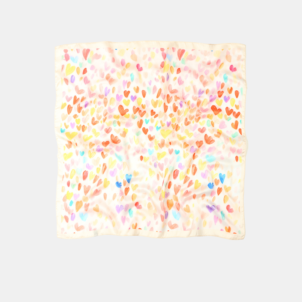 Écharpes D'Été Pour Femmes En Polyester, Motif Cœur Et Couleurs Assorties, Collection Romantique 