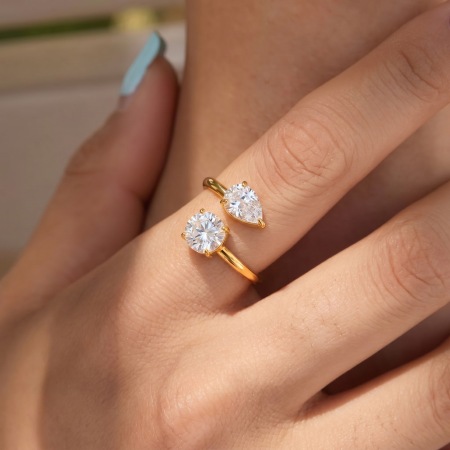 Bagues minimalistes en acier inoxydable doré, forme géométrique simple et luxueuse, zircon, étanches.