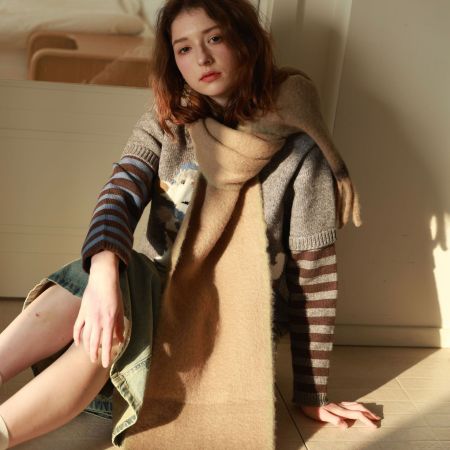 Écharpes d'hiver en laine et polyester mélangées, à pompons quotidiens, de couleur assortie, de la série Simple 2
