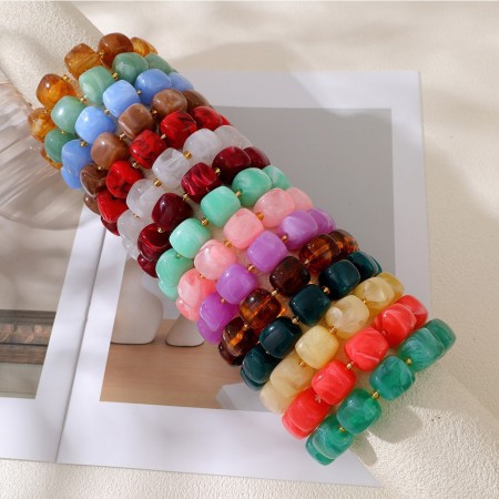 Bracelets En Résine À Perles De Couleur Dégradée Pour Femmes 2