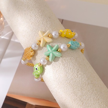 Bracelets en céramique à motifs de poissons style océanique pour femmes 2