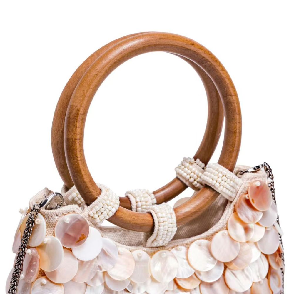 Sac Carré Femme En Pvc Transparent Tissé Uni, Style Décontracté, Motif Coquillages. Image4