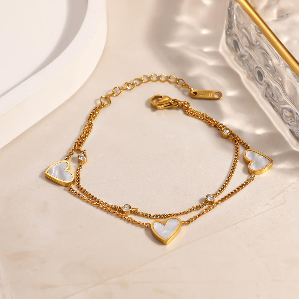 Ensembles De Bracelets Pour Femmes Simple Series Elegant Heart Chain En Acier Inoxydable Étanche Couleur Or h5Image2