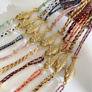 Bracelets Tressés Pour Femmes, Style Océanique, Motif Poisson, Couleur Or h5 Image3