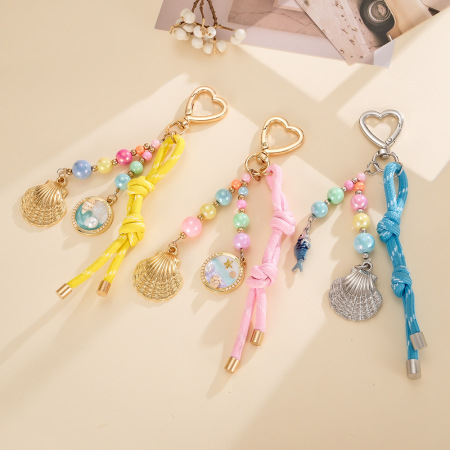 Collection Simple, perles décontractées style océanique, coquillages et étoiles de mer de couleurs assorties, breloques métalliques pour sac