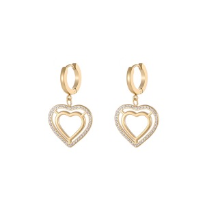 Boucles D'Oreilles Pendantes Pour Femmes Simple Series Daily Heart En Acier Inoxydable Étanche Couleur Or h5 Image5