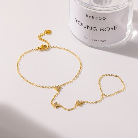Chaîne de poignet Daily Flower en acier inoxydable étanche couleur or avec zircon pour femme 2