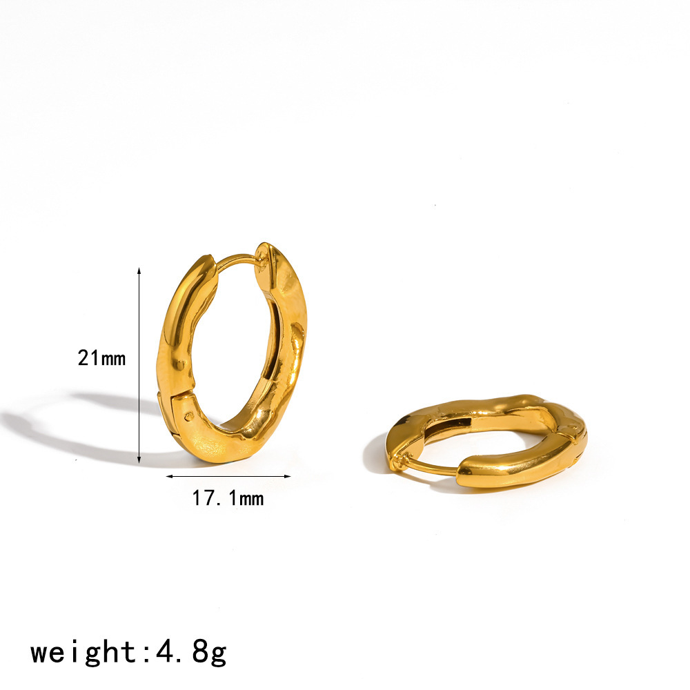 Boucles D'Oreilles Créoles Simples En Acier Inoxydable Imperméable Couleur Or Pour Femmes 