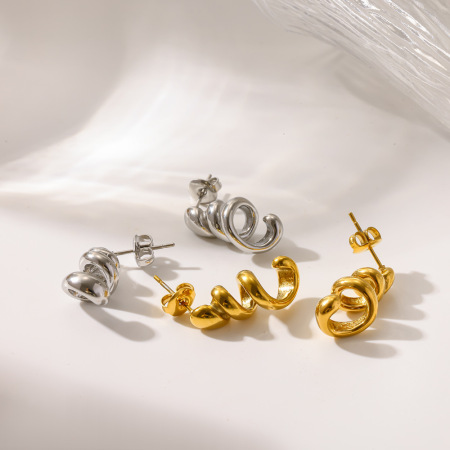 Boucles d'oreilles puces pour femmes en acier inoxydable étanche, couleur or
