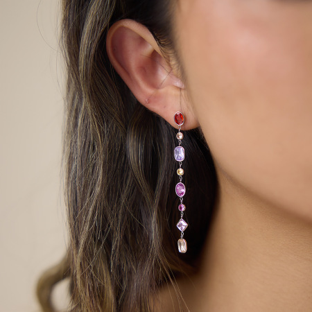 Boucles d'oreilles pendantes pour femme, luxueuses et simples, en acier inoxydable étanche, couleur or, ornées de zircon et d'un pompon.