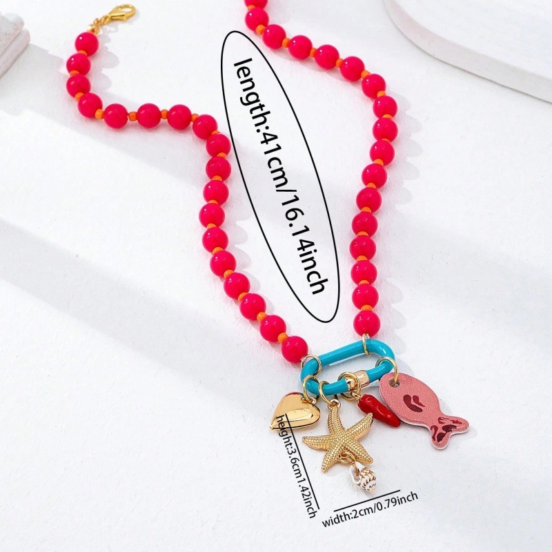 Colliers Pendentifs Romantiques Pour Femmes, En Résine Plaquée Or Champagne, Représentant Un Poisson Et Une Étoile De Mer. h5Image3