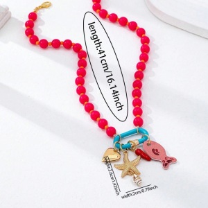 Colliers Pendentifs Romantiques Pour Femmes, En Résine Plaquée Or Champagne, Représentant Un Poisson Et Une Étoile De Mer. h5 Image3