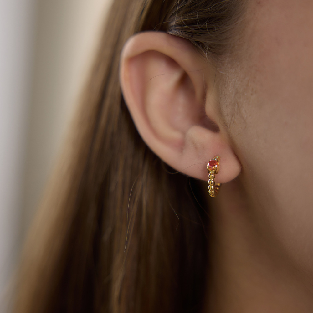 Boucles D'Oreilles Créoles Simples En Acier Inoxydable, Étanches, Couleur Or, Avec Zircon. Image4