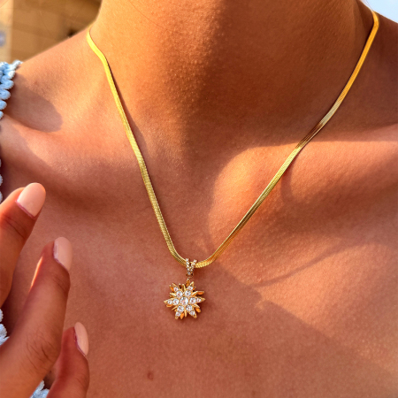 Colliers pendentifs pour femmes Simple Series Daily Flower Star en acier inoxydable étanche couleur or 2