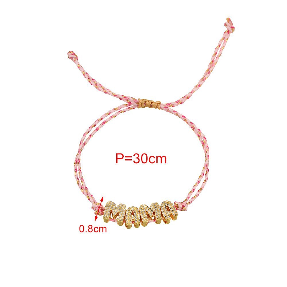 Bracelets Tressés Décontractés En Cuivre Avec Lettres Et Zircon Pour Femmes Image4