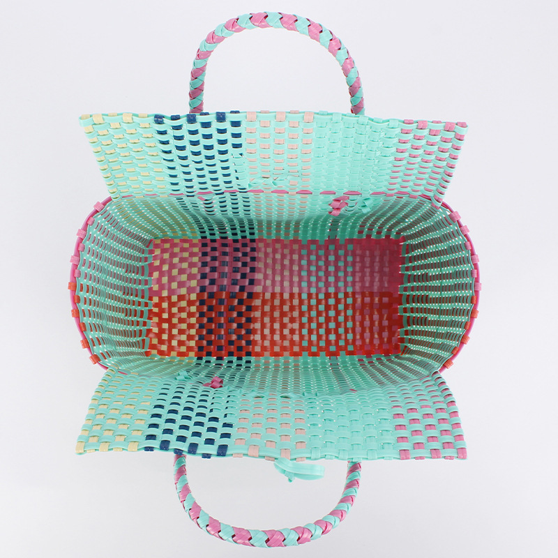 Sac Carré Femme En Pvc Tissé Multicolore Style Vacances h5Image5