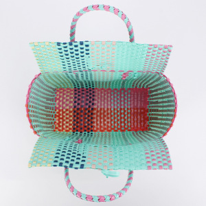 Sac Carré Femme En Pvc Tissé Multicolore Style Vacances h5 Image5