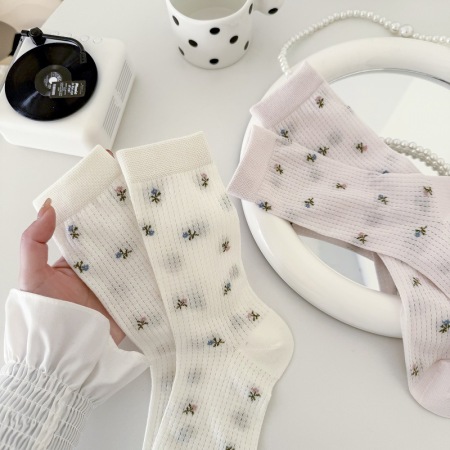 Chaussettes élégantes à motifs botaniques mi-mollet 2