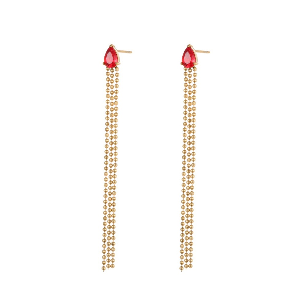 Boucles D'Oreilles Pendantes Pour Femmes, En Acier Inoxydable Imperméable, Avec Pompon Quotidien, De La Collection Simple Series. Image5