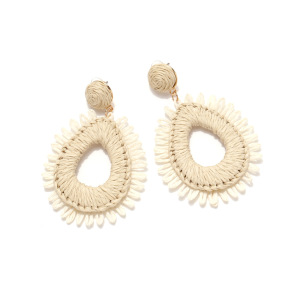 Boucles D'Oreilles Pendantes En Raphia Pour Femmes, Collection Simple Series Vacation Circle h5 Image2