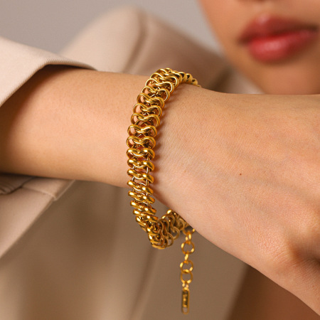 Bracelet chaîne pour femme Simple Series Daily Chain en acier inoxydable étanche couleur or