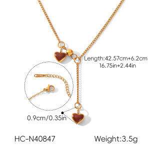 Colliers Pendentifs Pour Femmes Simple Series Daily Heart En Acier Inoxydable Étanche Couleur Or h5 Image2