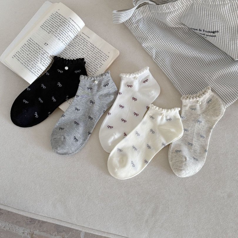 Chaussettes Basiques Unies À Motifs Aléatoires Image2