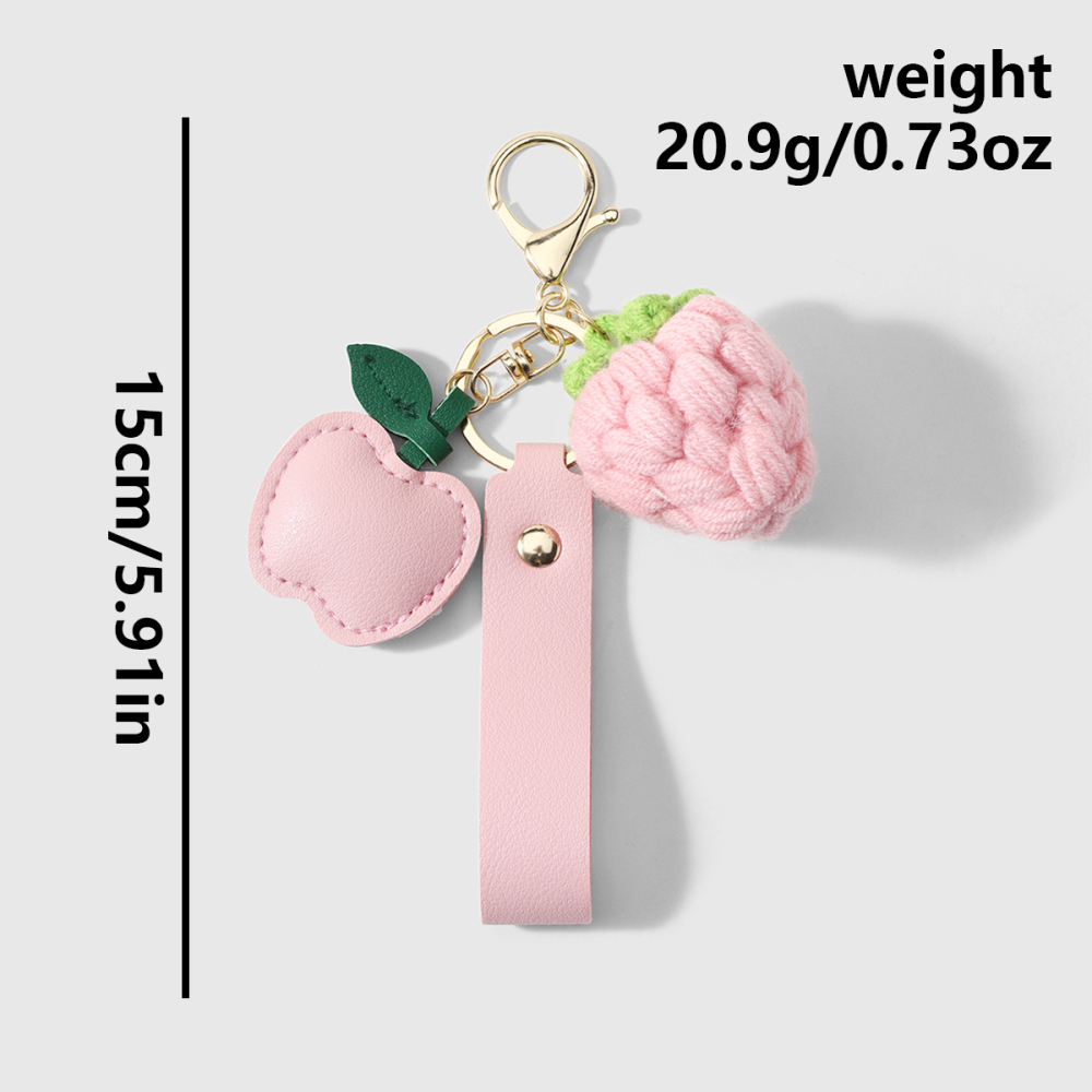 Porte-Clés Sac Femme En Cuir, Couleur Unie Fraise, Collection Simple Series Sweet Fruit Image2