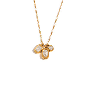 Colliers Pendentifs Pour Femmes, Simples, Rectangulaires, En Acier Inoxydable, Étanches, Couleur Or, Avec Zircon. h5 Image4