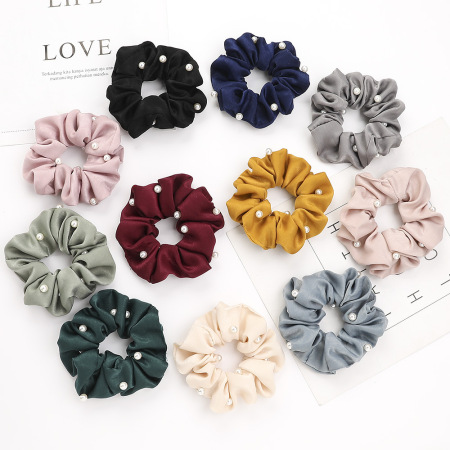 Chouchous en tissu uni couleur perle artificielle de la série Simple