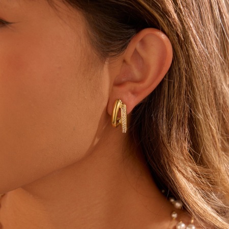 Boucles d'oreilles clous imperméables en acier inoxydable, forme irrégulière, collection Simple Series Daily