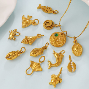 Pendentifs Simples À Réaliser Soi-Même, De Forme Irrégulière, De Style Océanique, En Acier Inoxydable Étanche, Couleur Or Et Strass. h5 Image3