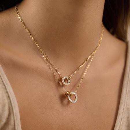 Ensembles de colliers pour femmes Simple Series Elegant Circle en acier inoxydable étanche couleur or 2
